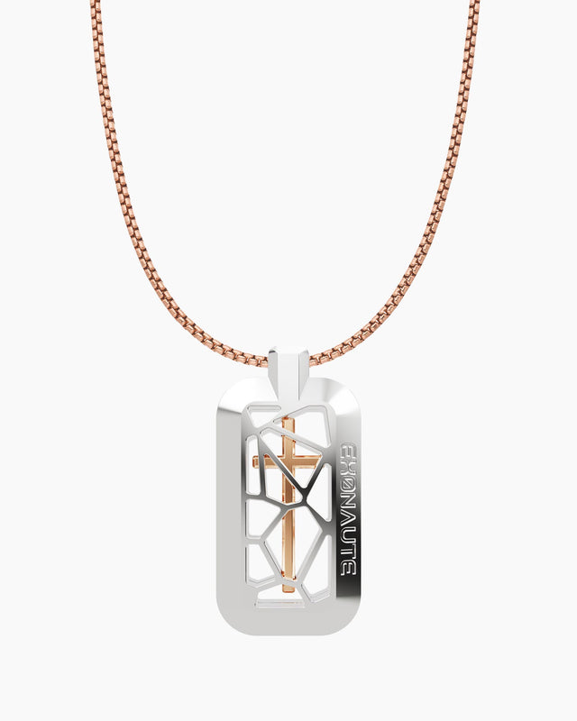CAGED Tag Silver - 18K Gold Cross