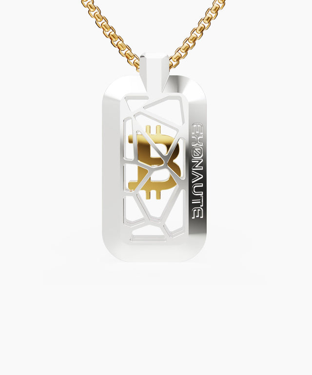 CAGED Tag Silver - 18K Gold Bitcoin