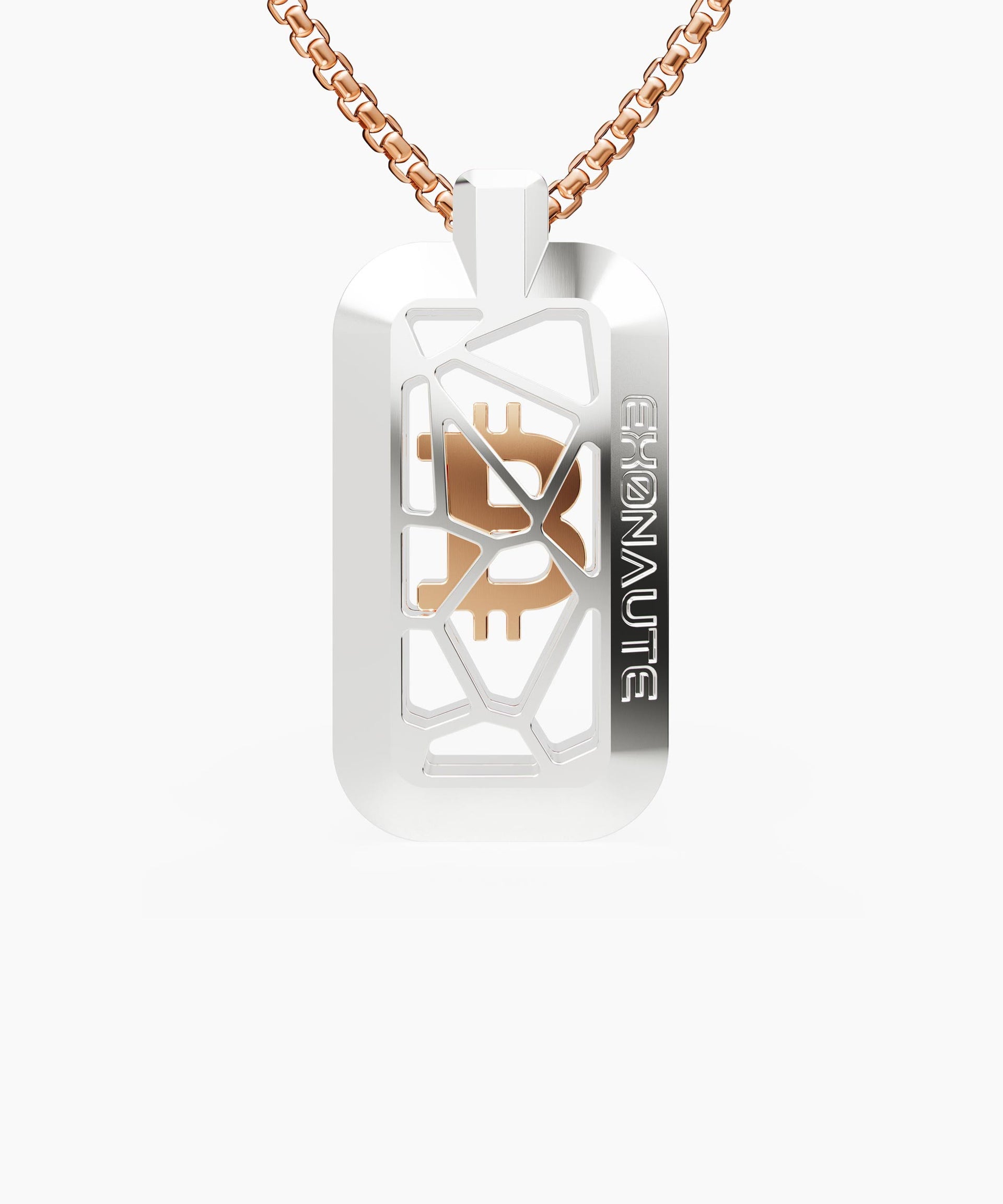 Caged Tag Silver - 18K Gold Bitcoin 20 / Rose Gold / Gold Plated