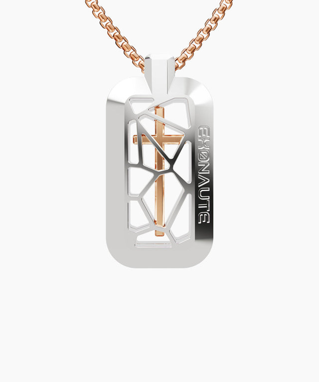 CAGED Tag Silver - 18K Gold Cross