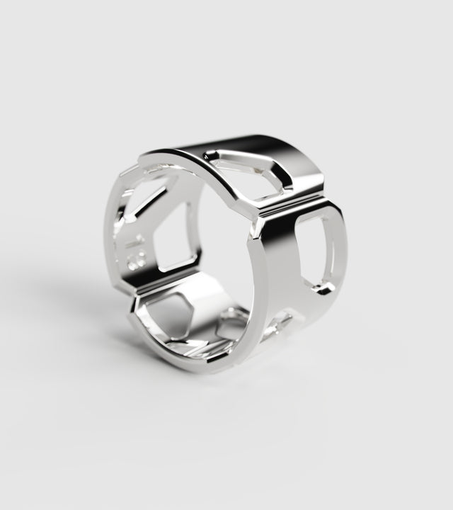 M3 ring Rhodium- Streetwear Rings for Men | Exonaute – EXONAUTE